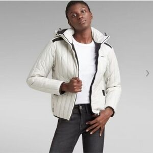 G-Star Quilted Puffer Jacket - White with Black Accents